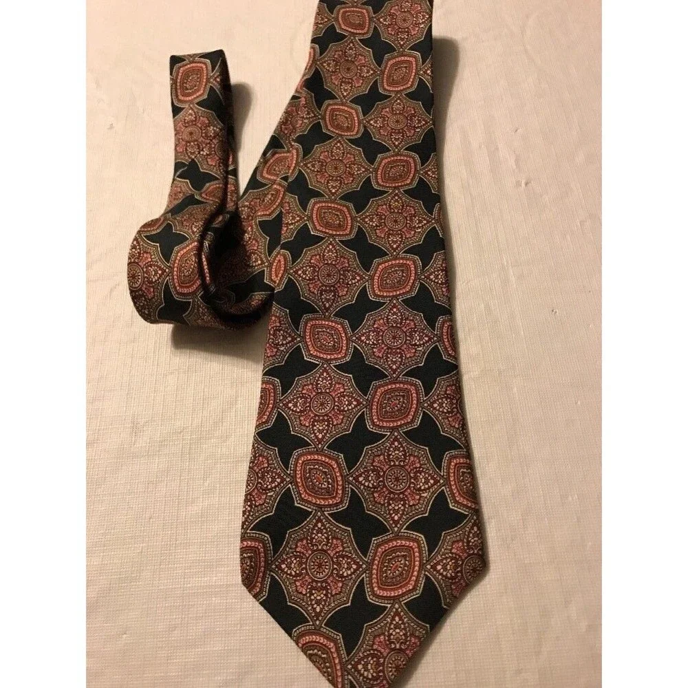 Liberty Of London Men's Neck Tie 100% Silk Blue Multi Color Printed Made In USA